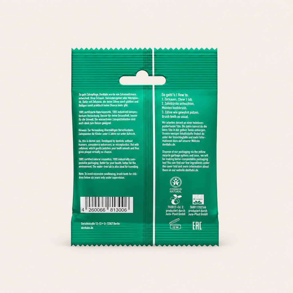 Denttabs Zahnputztabletten Mint, ohne Fluorid
