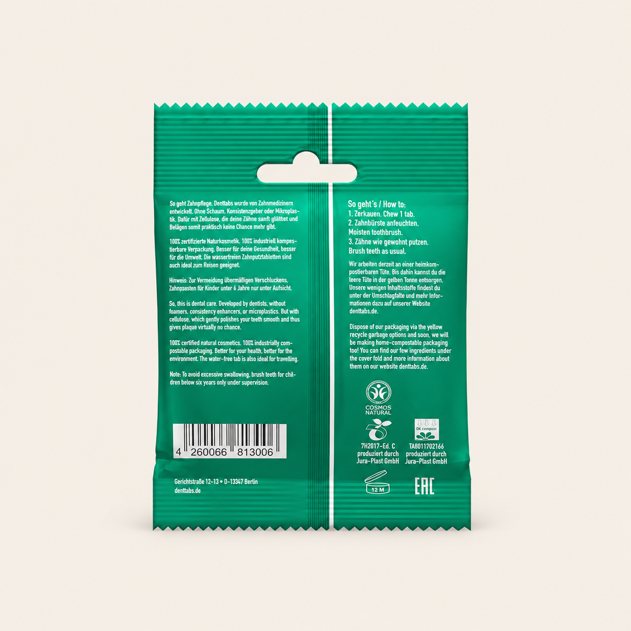 Denttabs Zahnputztabletten Mint, ohne Fluorid