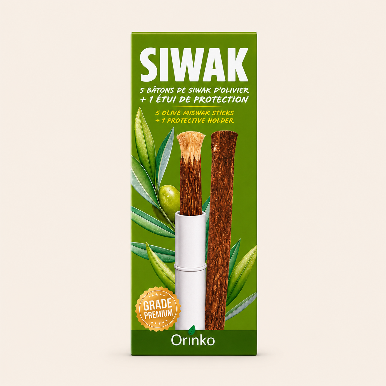 Miswak aus Olivenholz, 5er-Set mit Etui